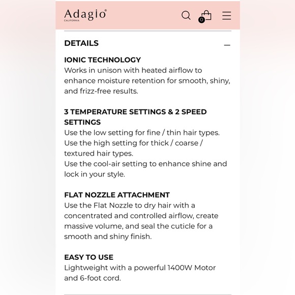 Adagio White Marble Blow Dryer - Picture 3 of 6